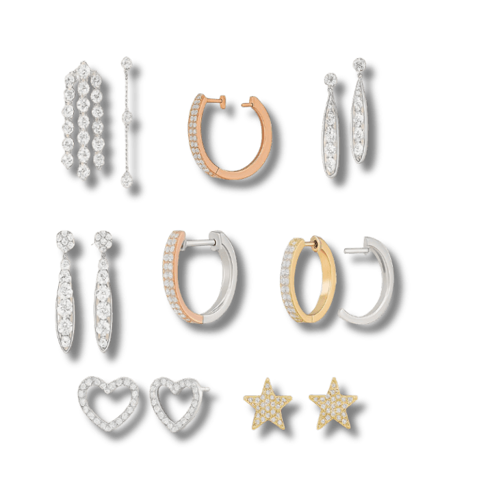 Earrings, hoop and drop set